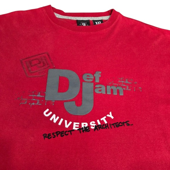 Vintage‎ Def Jam University Size XXL Short Sleeve T-shirt Red Vtg Hip Hop Rap - Picture 2 of 9